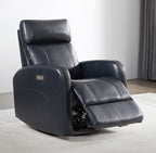 CHITA Genuine Leather Power Swivel Glider Recliner Chair for Adults, FSC Certified Electric Nursery Rocker Recliner Chair for Living Room, Navy Blue