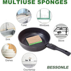 10 Pack Biodegradable Natural Sponges Kitchen - Compostable Cellulose and Coconut Walnut Scrubber Sponge - Eco Friendly Sponges for Dishes