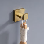 10-Piece Bathroom Hardware Kit - Brushed Finish SUS304 Stainless Steel Set, Featuring 2 x 23.6 Towel Bars, 2 Towel Rings, 2 Toilet Paper Holders & 4 Towel Hooks (Brushed Stainless) (Brushed Gold)