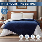 Westinghouse Electric Blanket Full, Heated Blanket Full Size with 10 Heating Levels and 1 to 12 Hours Heating Time Settings, Flannel to Sherpa Reversible, Machine Washable (80" x 84", Navy)
