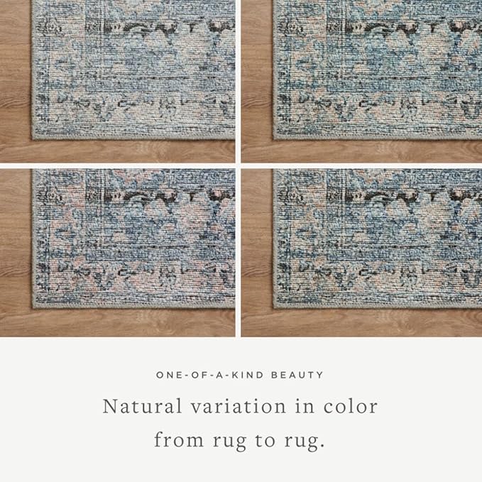 Loloi Amber Lewis Billie Collection BIL-05 Denim/Blush 8'-6" x 11'-6", 0.19" Thick Area Rug