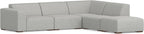 SIMPLIHOME Rex Right Corner Sectional Modular Sofa and Ottoman Set in 100% Recycled Polyester Tightly Woven Performance Fabric, Pale Grey, 116-inch-wide L-Shaped Sofa and 34-inch-Wide Ottoman