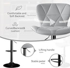 Bar Stools Set of 2,Faux Leather Bar Chairs,Upholstered Counter Height with High Backrest for Kitchen Island, Light Grey