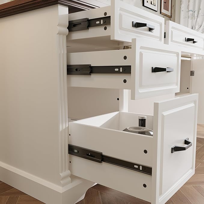 59" W Large Executive Desk, Modern Computer Desk with 5 Drawers & File Cabinet, Rustic Computer Table with Storage, Farmhouse Study Table for Home Office, Living Room, White and Brown