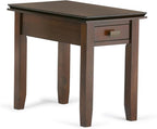 SIMPLIHOME Artisan SOLID WOOD 14 inch Wide Rectangle Transitional Narrow End Side Table in Russet Brown for the Living Room and Bedroom