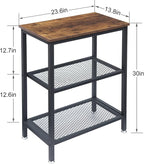 VECELO Tall End Side Tables,30" Height Nightstand with 3-Tier Storage Shelf for Bedroom Living Room, Easy Assembly,Industrial Style, Brown