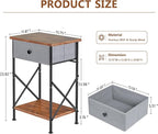 VECELO Modern Versatile Nightstands X-Design Side End Table Night Stand Storage Shelf with Bin Drawer for Living Room Bedroom, Set of 2 (Brown)