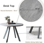 34.6'' Round Dining Table and Chairs for 2, Space Saving Modern Casual Coffee Table Set for Apartment Kitchen Dining Room (Grey Table+2 Balck Chairs)