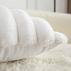Neelvin Cream White Faux Fur Cozy Soft Striped Decorative Throw Pillow Covers 22x22 inch Set of 2,Velvet Pillowcase Cushion Case for Sofa Couch