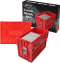 BCW Short Comic Book Bin | Holds 150 Comics | Stackable Plastic Storage | Acid-Free Organizer | Red, 2 Pack