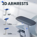 FLEXISPOT ErgoX Premium Ergonomic Office Chair with Footrest- Adjustable 3D Armrests, Dynamic Lumbar Support, Recline & Tilt Function, Mesh Seat, for Home & Office Use,Foam Blue