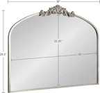 Kate and Laurel Arendahl Ornate Traditional Arched Mirror; 36 x 29; Silver; Decorative Baroque Style Arched Wall Mirror with Wide Frame and Ornamental Crown