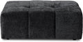 JACH Modern Ottoman Seat for Living Room, Linen Fabric Ottomans, Minimalist Foot Stool, Comfy Breathable Footstool for Living Room Apartment (Black)