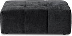 JACH Modern Ottoman Seat for Living Room, Linen Fabric Ottomans, Minimalist Foot Stool, Comfy Breathable Footstool for Living Room Apartment (Black)