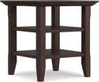 SIMPLIHOME Acadian SOLID WOOD 19 inch Wide Square Transitional End Table in Warm Walnut Brown for the Living Room and Bedroom