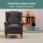 ZMAD Accent Chair, Upholstered High Back Floral Armchair Wood Legs, Comfy Wingback Reading Single Sofa Chair,Plus a Solid Wood Coffee Table for Small Spaces, Living Room, Bedroom (Antique Dark Grey)