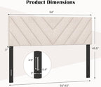 KOMFOTT Linen Fabric Upholstered Headboard for Full/Queen Size Bed, Rectangular Headboard with Solid Wood Legs & Adjustable Width, Padded Full/Queen Bed Headboard, Easy Assembly, Beige