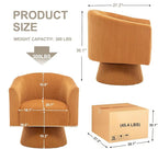 Swivel Accent Chair Set of 2, Modern 360° Swivel Barrel Chair, Corduroy Upholstered Single Sofa for Living Room, Bedroom(Mustard)