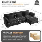 ELUCHANG 113" Modular Sectional Sofa, Comfy Cloud Couch Deep Seat Sofa Couches for Living Room, Modern Sofa with Movable Ottoman and Throw Pillows, DIY Combination - Chenille Black