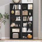 75" Tall Bookshelf & Bookcase Set of 2, 6-Tier Adjustable Storage Shelves, Book Shelf with Anti-Tipping Device, Floor Standing Modern Display Rack for Living Room, Bedroom, Office, Black