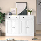 49" White Buffet Cabinet with Doors & Drawers, Modern Kitchen Storage Sideboard, Coffee Bar Console for Dining Room, Living Room, Entryway