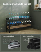 SONGMICS Shoe Rack, 3-Tier Shoe Organizer, Metal Shoe Shelf Storage with 4 Side Hooks, Holds 18 Pairs of Shoes, Height-Adjustable Shoe Rack for Entryway, Hallway, Closet, Easy Assembly, Ink Black