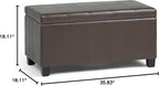 SIMPLIHOME Dover 36 inch Wide Contemporary Rectangle Storage Ottoman Bench in Chocolate Brown Vegan Faux Leather, Assembled, For the Living Room, Entryway and Family Room