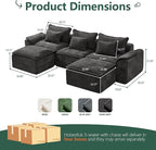 Hobestluk 120" Cloud Modular Sectional Couch 3-Seater Sofa with Ottomans U Shaped Couch Deep Seat Sofa with Removable Cover Large Sofa for Living Room (Dark Grey, 3-Seater Sofa with Two Ottomans)