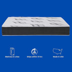 Roam 2.0 RV 12" Hybrid Mattress with Gel Memory Foam, RV King 72x80 Mattress, Luxury Medium Feel Made in USA