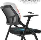 12 Pack Executive Office Chairs with Caster Adjustable Armrest Ergonomic Mid-Back Breathable Mesh Foldable Conference Reception Chair Set for Home School Waiting Room