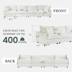 Modular Sectional Sofa, 157.48" Oversized Cloud Couch, 4 Deep Seat Comfy Modular for Living Room, Plush Cushion Covers Removable, Beige