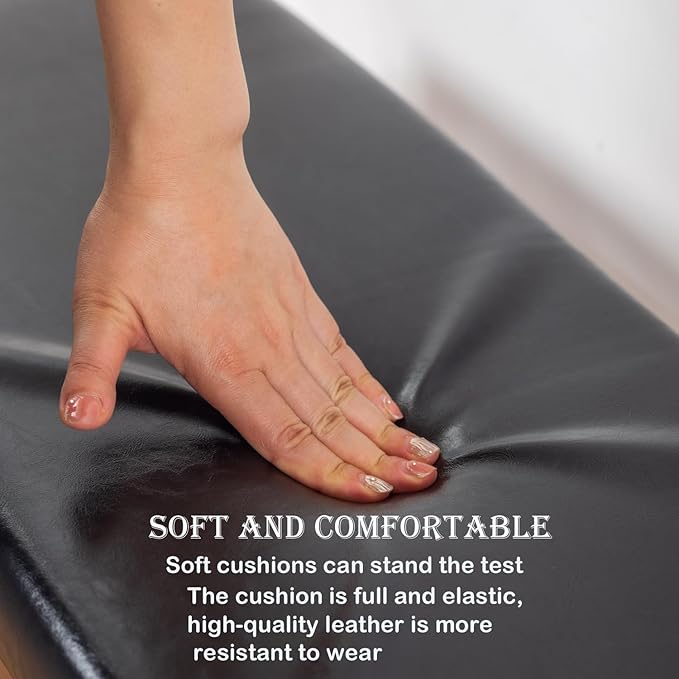 latifolia Solid Wood Bench, Entryway Shoe Bench with Cushion, 2 Tier Shoe Storage Organizer for Hallway, Living Room(Black,31.50''L)