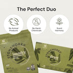 Grab Green Stoneworks Laundry Detergent Pods and Dryer Sheet Bundle, 50 Count Pods and 80 Dryer Sheets, Fragrance Free Rain Scent, Plant and Mineral Based Laundry Care Set