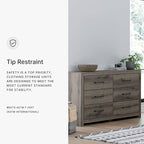 Signature Design by Ashley Urbanoore Rustic 6-Drawer Dresser with Safety Stop, Gray