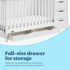 Graco Hadley 5-in-1 Convertible Crib & Changer (White) – GREENGUARD Gold Certified, Fits Standard Crib Mattress, Converts to Toddler Bed and Full Bed, 4 Adjustable Mattress Heights