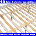 Upgraded Version Thicken Solid Wood Twin XL Over Queen Bunk Bed, Stronger Queen Size Bunk Bed Frame, Convertible into 2 Beds for Adult, Easy to Assemble (White,Twin XL Over Queen)