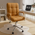 Brown Office Chair with Soft Leather, Swivel Computer Home Office Desk Chair with Wheels and Padded Arms, Adjustable Height and Tilt