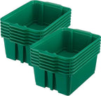 Really Good Stuff Stacking Bins, 14" x 10" x 5 .75" - 12 Pack, Green, Stackable Storage Plastic Bins for Classroom Organization, Home Storage, Office & Hospital Supplies