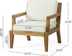 Christopher Knight Home Rossville Outdoor Club Chairs, Teak Finish + Beige