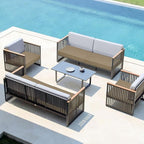 Easy-Going Waterproof Patio Cushion Covers 24x22x4 inch 4 Pack Replacement Non-Slip Outdoor Seat Cushion Slipcover with Zipper. Camel