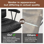 Black PU Leather Office Chair with Wheels, Adjustable Swivel Chair for Home and Office, Lumbar Support, Removable Armrests, Small Spaces