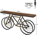 Tribesigns 70.9-Inch Extra Long Console Table, Narrow Sofa Table with Bicycle Metal Base, Modern Industrial Entryway Table Behind Couch Table for Living Room, Hallway, Entrance, Foyer, Rustic Brown