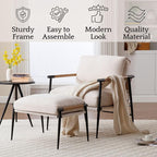 LukeAlon Mid-Century Chenille Accent Chair, Ultra Soft Living Room Chair with Metal Legs Modern Armchair Lounge Chairs Upholstered Comfy Leisure Chair for Bedroom Reception Area Reading Room, Beige