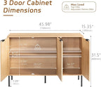 Buffet Sideboard Cabinet with Storage,45.98" Fluted Entryway Cabinet with 3 Doors and Shelves for Living Room,Hallyway