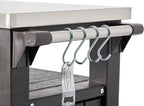 Keter Unity Portable 40 Gal Outdoor Table and Storage Cabinet w/Accessory Hooks, Stainless Steel Top for Patio Kitchen Island or Bar Cart, Dark Brown