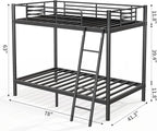 SDHYL Twin Over Twin Bunk Bed with Stairs, Heavy Duty Metal Bunk Beds for Teens Adults, Space Saving Design, No Box Spring Needed, Furniture for Bedroom, Black