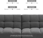 mopio Aaron 76.8" Couch, Small Futon Sofa Bed, Sleeper, Loveseat, Mid Century Modern Futon Couch, Sofa Cama, Couches for Living Room, Bedroom (Dark Grey Fabric)