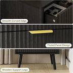 LYNSOM Fluted Dresser and Nightstand Sets 3 Piece, 5-Drawers Dresser and 2-Drawer Nightstands Set of 2, Wood Bedroom Furniture Set for Home, Bedroom, Hallway, Black