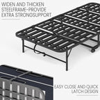 Folding Bed with Mattress for Adults, 75" x 31" Foldable Bed with Side Pocket, Twin Size Metal Bed Frame with Wheels, Portable Rollaway Bed for Guest, Travel