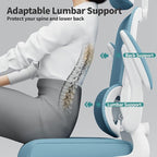 TRALT Office Chair Ergonomic Desk Chair, 330 LBS Home Mesh Office Desk Chairs with Wheels, Comfortable Gaming Chair, High Back Office Chair for Long Hours (Sky Blue)